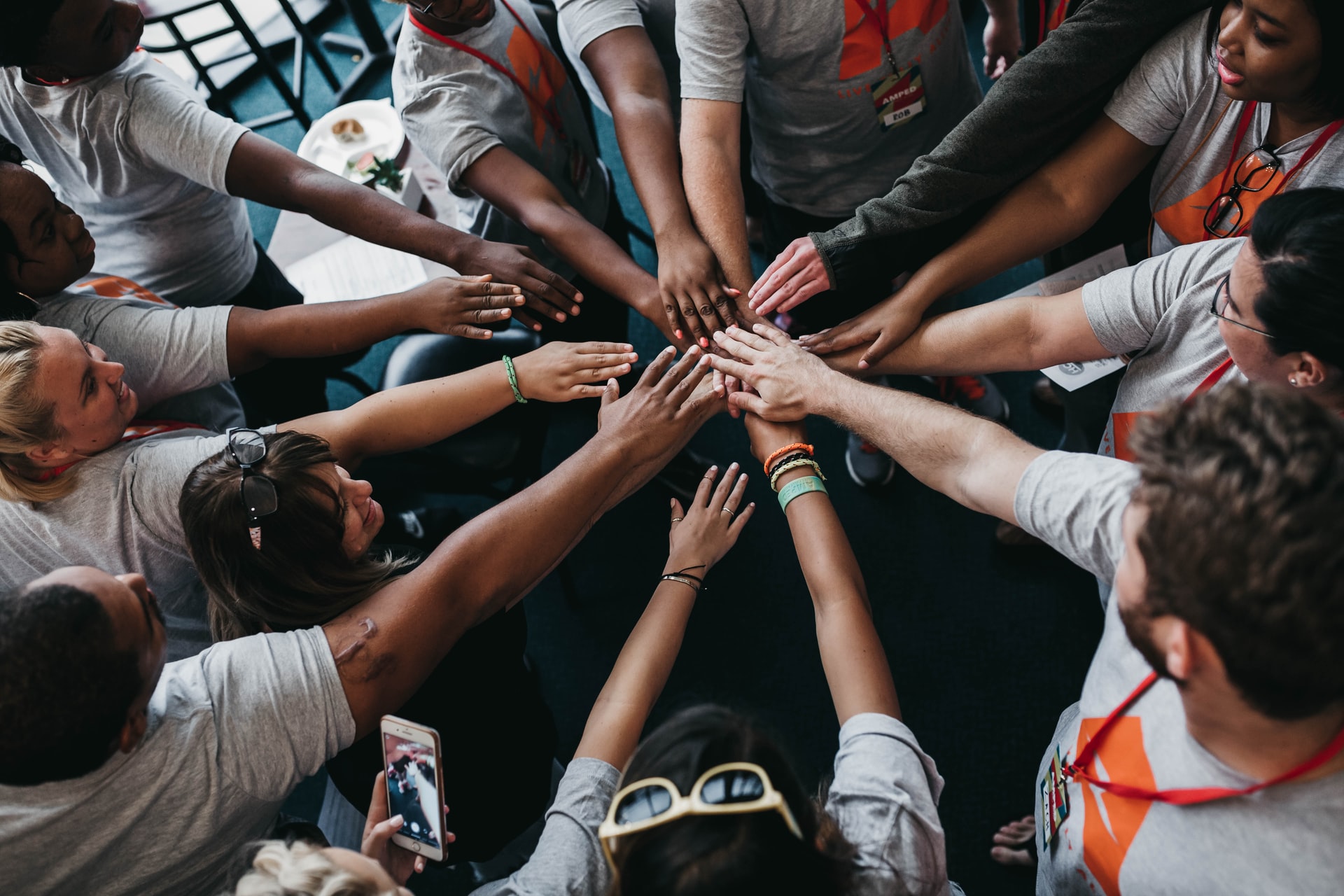Employees collaborating in shared office