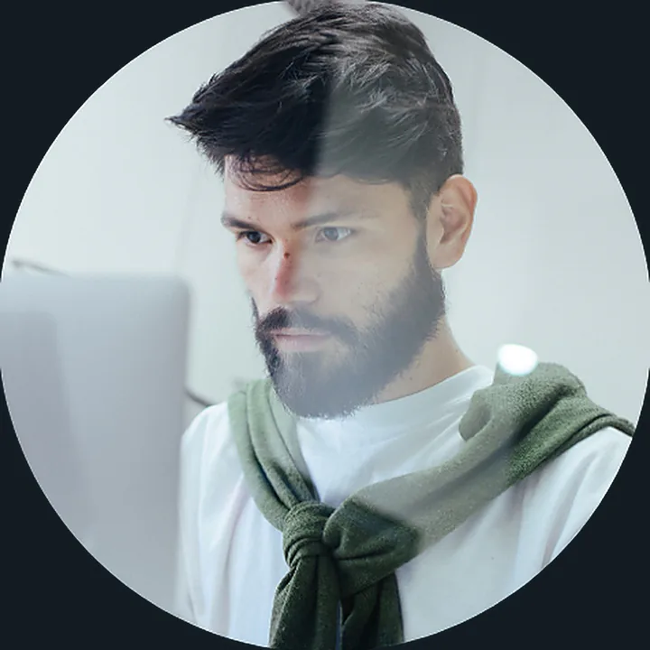 A man working at a laptop